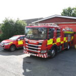 Two fore vehicles in front of Bromyard fire station