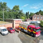 Fire station taken from elevated drone