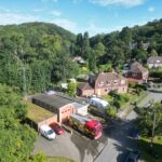 Fire station taken from high above showing position in countryside