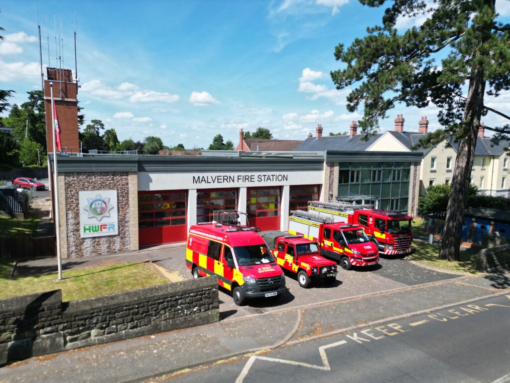 Fire vehicles in front of fire station