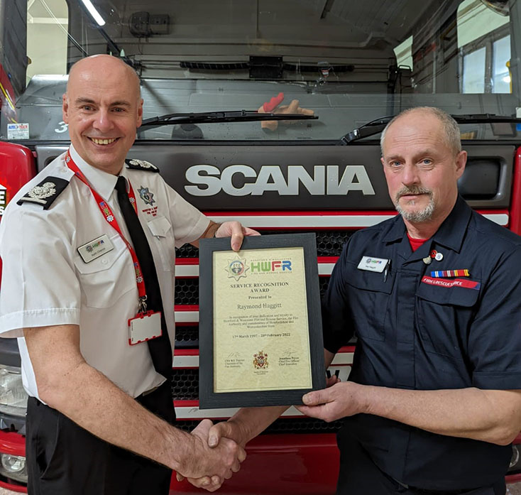 On-call firefighter Ray Haggitt retires after giving more than 25 years’ service